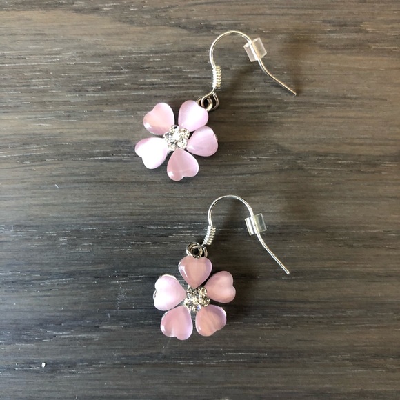 Jewelry - Cherry blossom pink flower dangling earrings